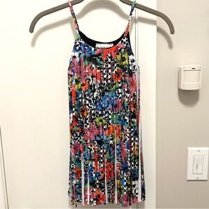 LES TOUT PETITS Racer Floral Cut Fringe Sparkle Retro Flower Party Dress Girls 6